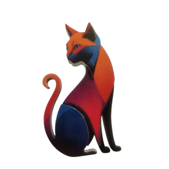 Cat Brooch Triple Layer Acrylic - Picture 1 of 6